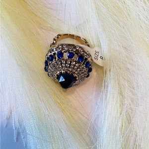 Big And Beautiful Ring Surrounded By Blue And White Diamond Stone for Women